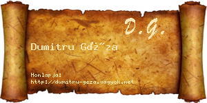 Dumitru Géza névjegykártya